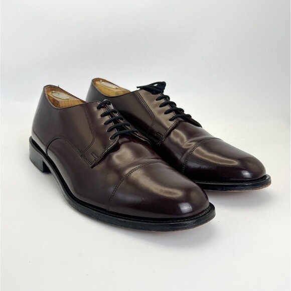 Bostonian Luxe Andover Shoes Mens Sz 11 Burgundy Leather Cap Toe Blucher Dress main image 6